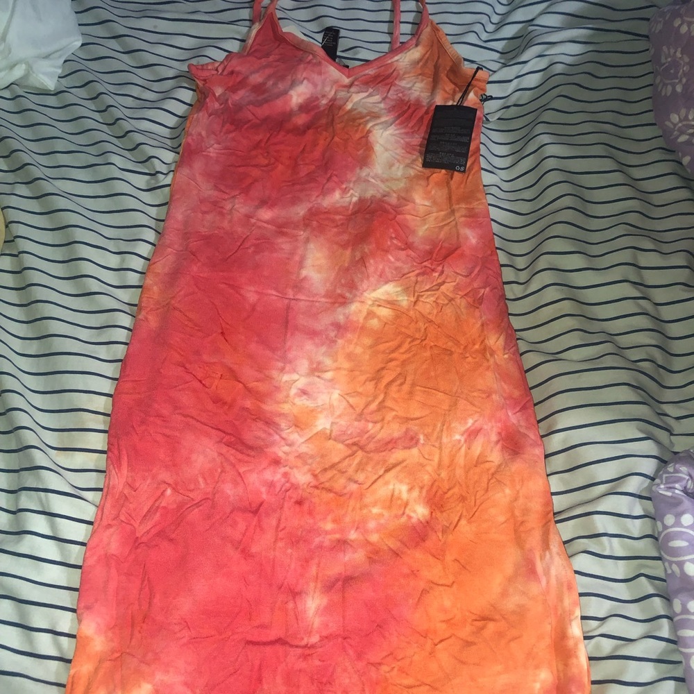 Mid length cami dress with slit
